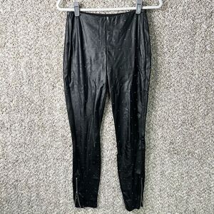 Lysse Leggings Women’s Small Black Faux Leather and Silver Studded Pull-On High